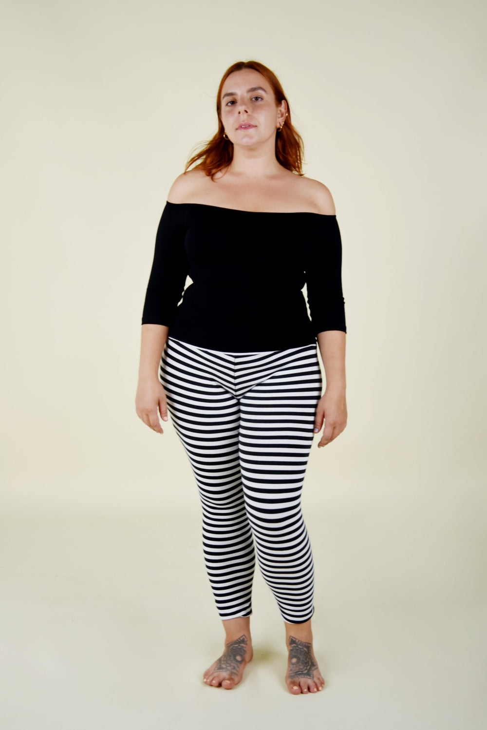 Super High Waist Tib Pant in Black and White Stripe - Manners London