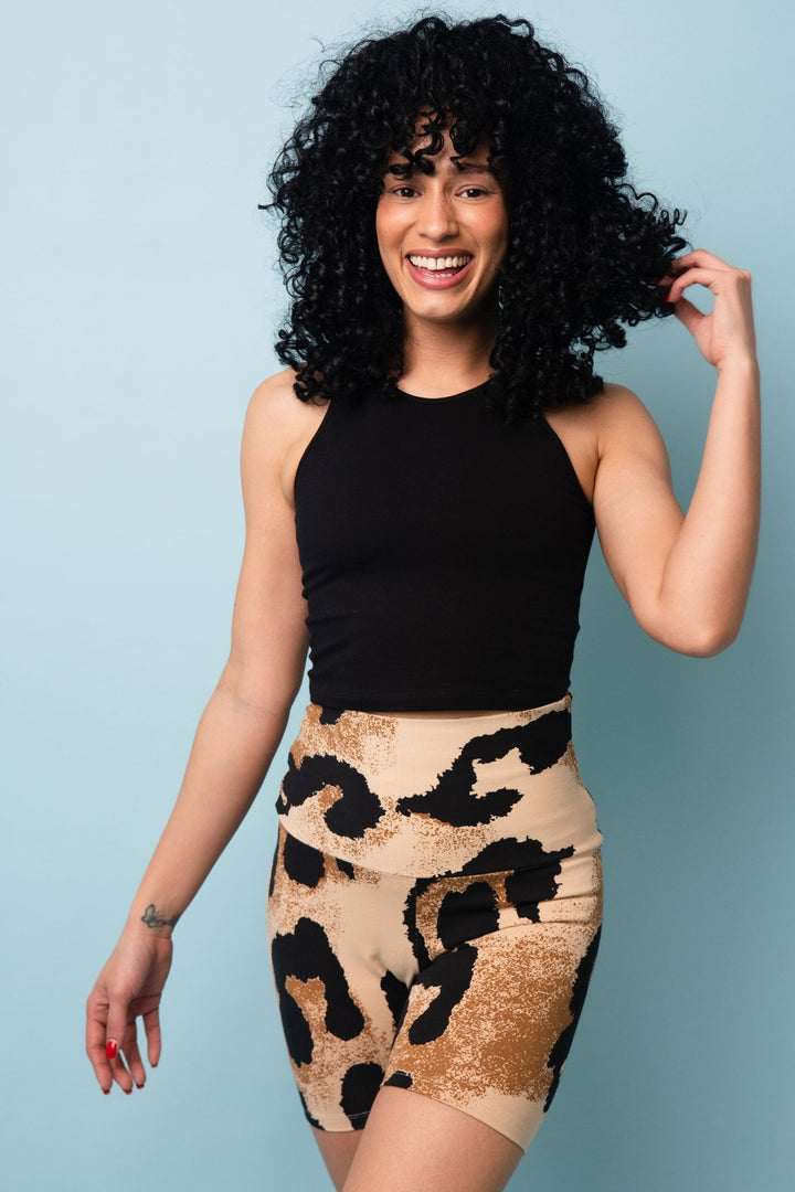 Super High Waisted Tib Cycle Shorts in New Leopard - Manners London