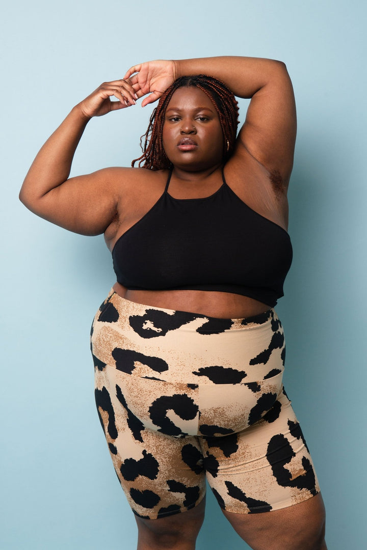 Super High Waisted Tib Cycle Shorts in New Leopard - Manners London