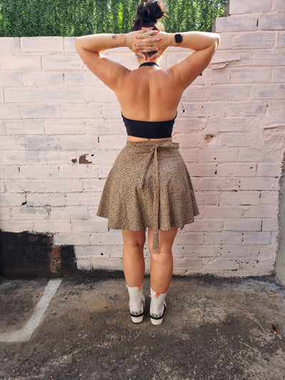 Wrap Mini Skirt in Classic Leopard