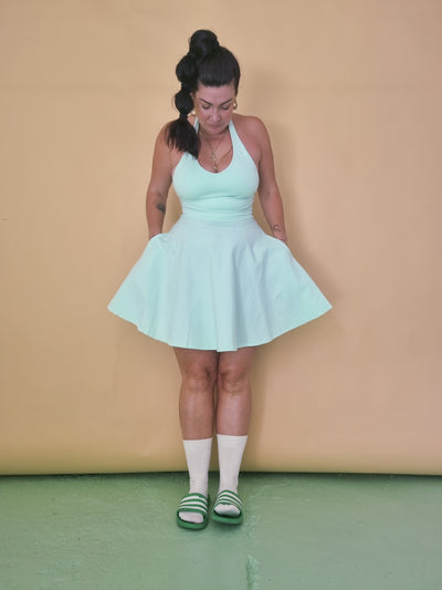 Halter Neck Skater Dress in Minty