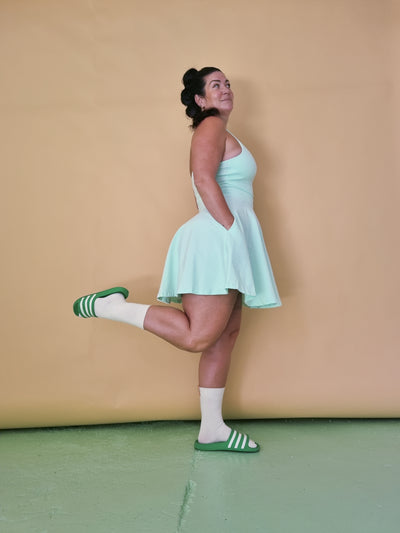 Halter Neck Skater Dress in Minty