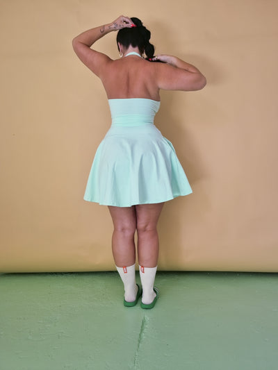 Halter Neck Skater Dress in Minty