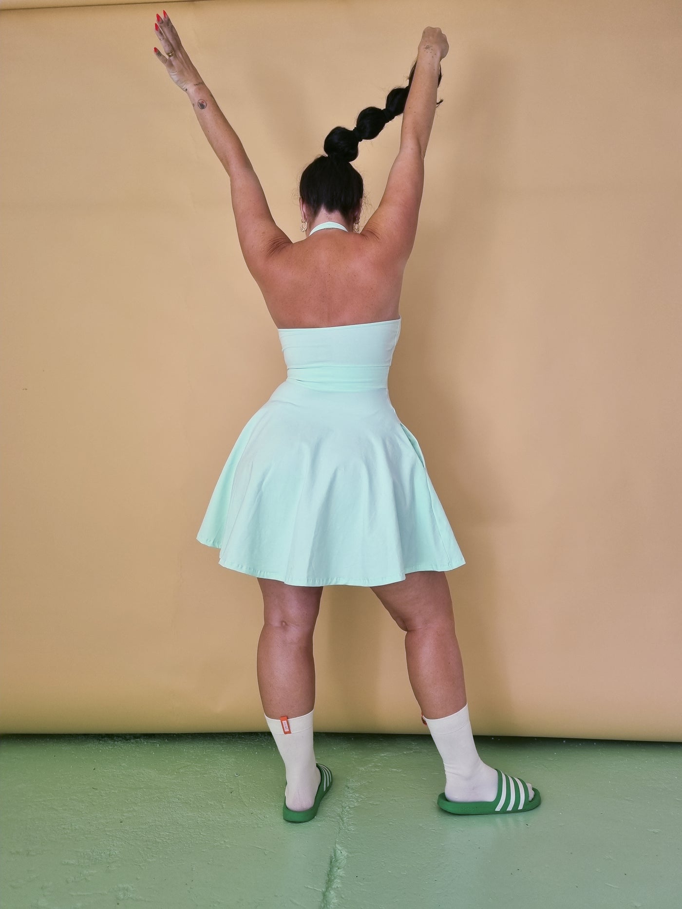 Halter Neck Skater Dress in Minty