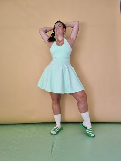 Halter Neck Skater Dress in Minty
