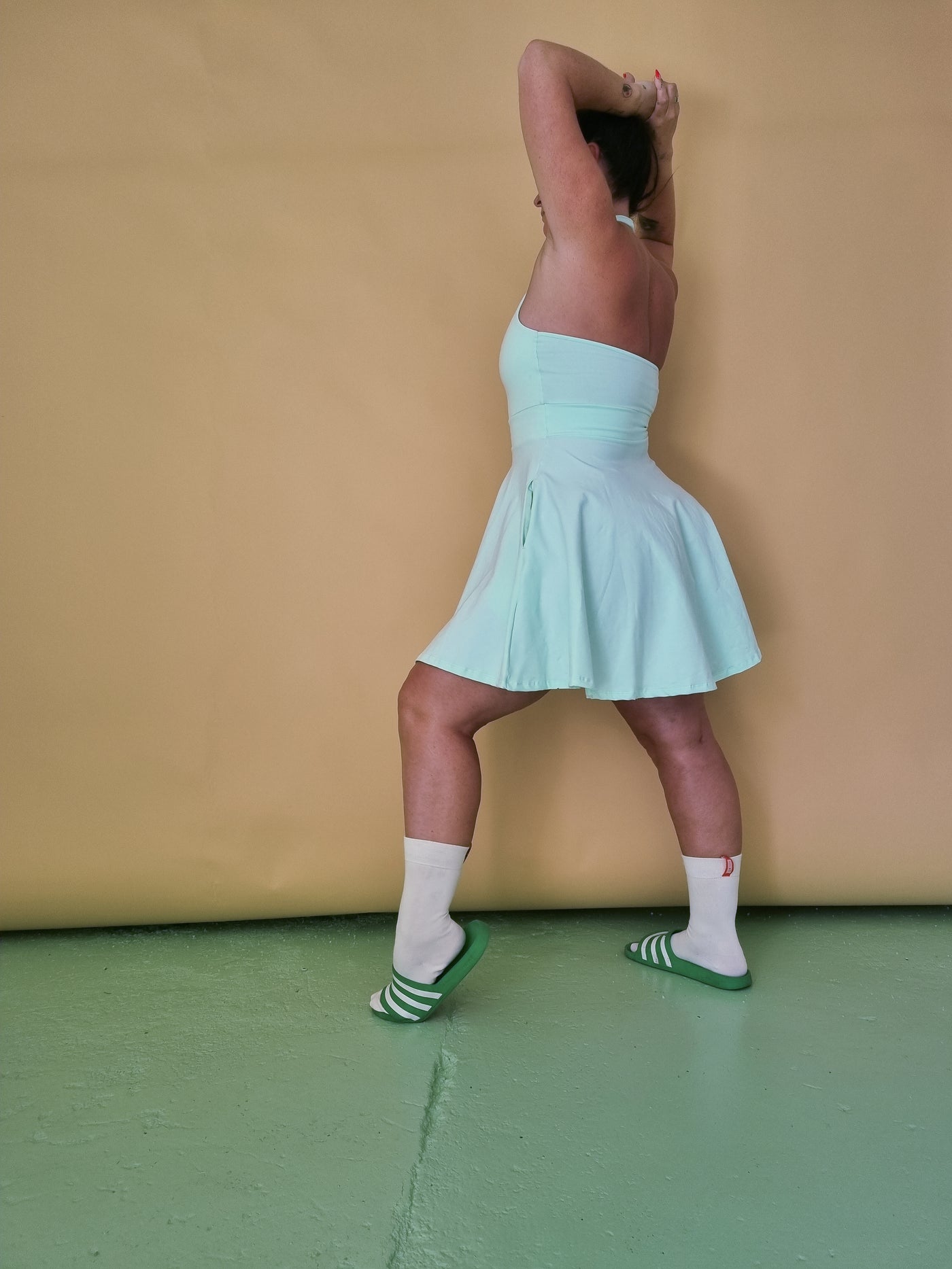 Halter Neck Skater Dress in Minty