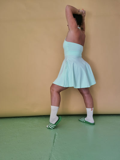 Halter Neck Skater Dress in Minty