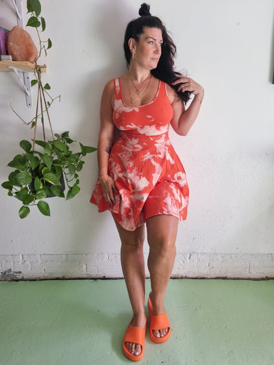 Jola Api Pocket Skater Dress and Skirt in Coral Acid Wash