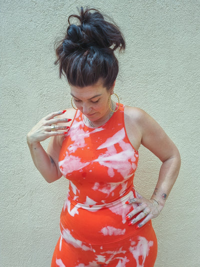 Iza Full length top in Coral Acid Wash