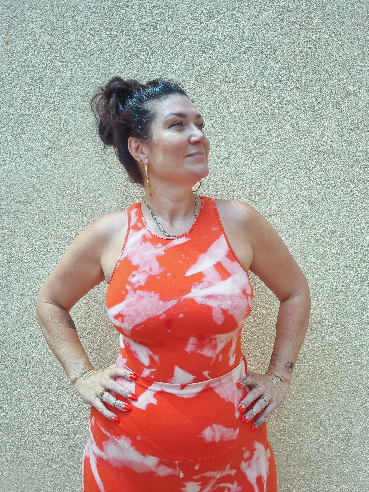 Iza Full length top in Coral Acid Wash