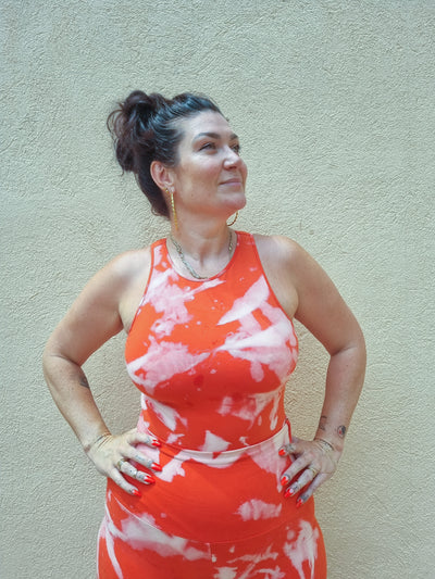 Iza Full length top in Coral Acid Wash