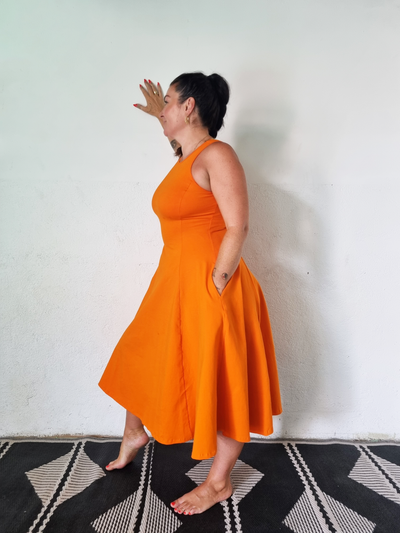 Asri Dress Iza Neck in Tangerine