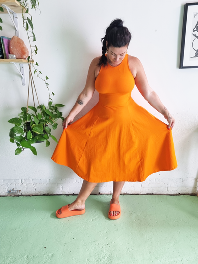 Asri Dress Iza Neck (Petit) in Tangerine
