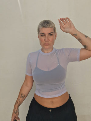 Mesh Top short sleeve in Lavender