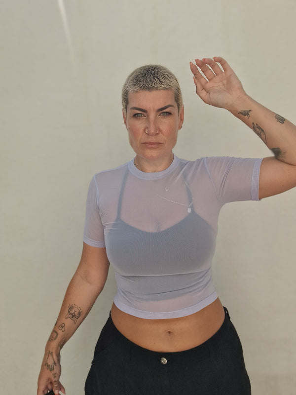Mesh Top short sleeve in Lavender