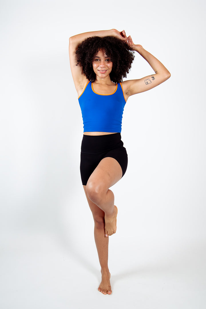 Api Mid Crop Top in Forgetmenot/Tangerin edging