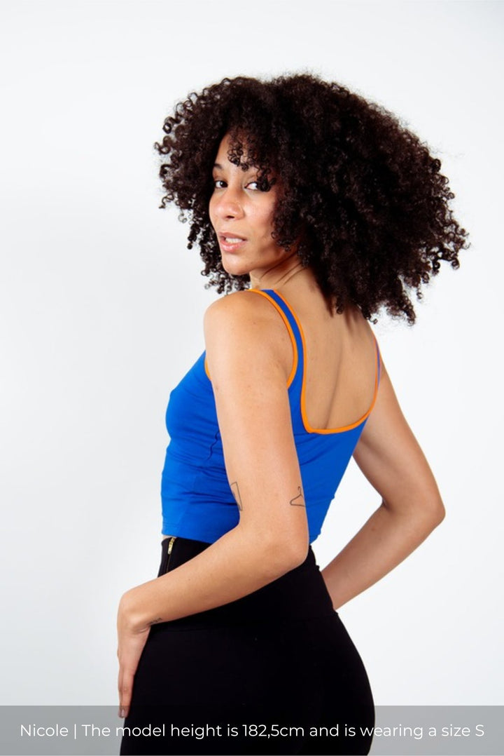 Api Mid Crop Top in Forgetmenot/Tangerin edging