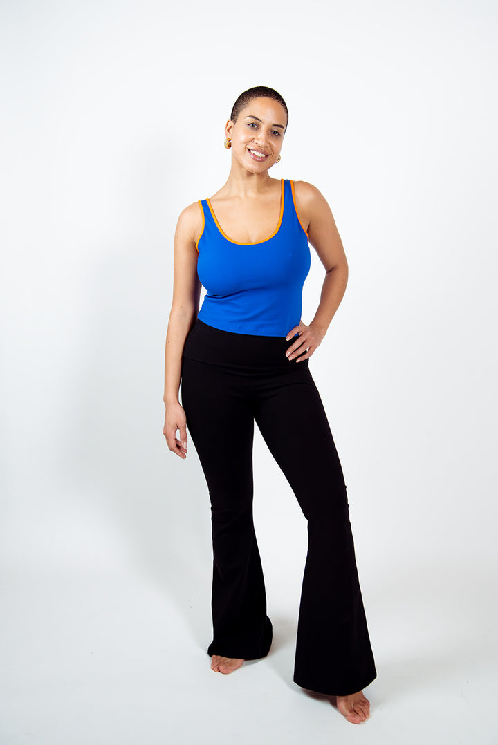 Api Mid Crop Top in Forgetmenot/Tangerin edging