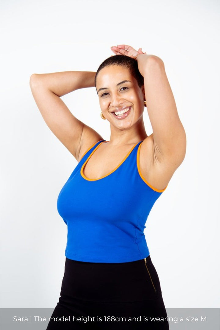 Api Mid Crop Top in Forgetmenot/Tangerin edging
