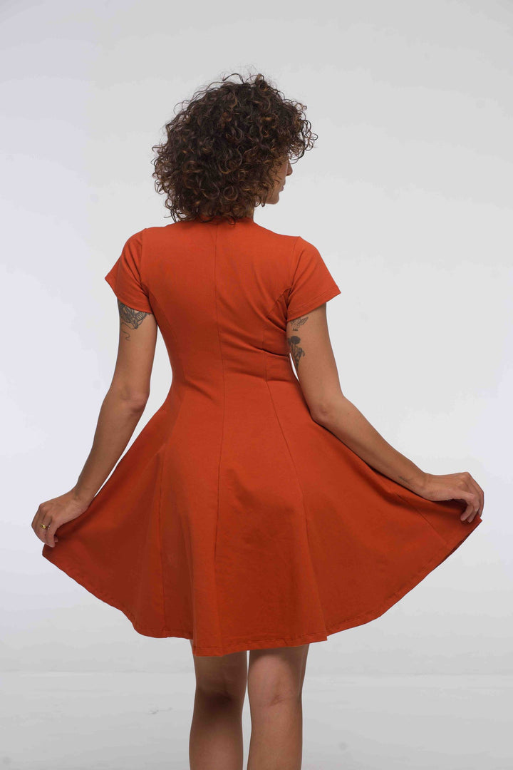 Asri Leki Dress Mini (short sleeves) in Burnt Orange