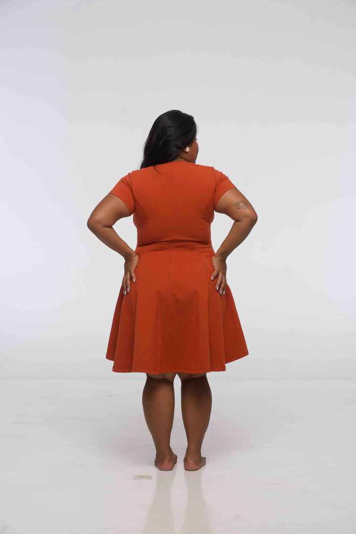 Asri Leki Dress Mini (short sleeves) in Burnt Orange