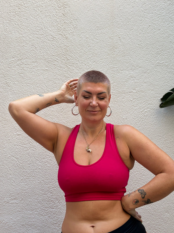 CROSS BACK CROP BRA  3 PACK in BRIGHTS. Lime.  Lilac & Pink Fuchsia