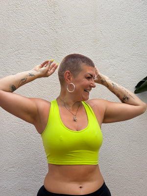 CROSS BACK CROP BRA  3 PACK in BRIGHTS. Lime.  Lilac & Pink Fuchsia