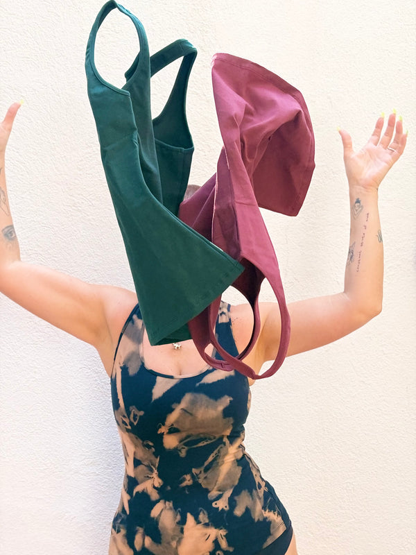 SHINNI NECK CROP TANK 3 PACK in DEEP JEWEL TONES. Tawny Port, Forest Green & Acid Wash