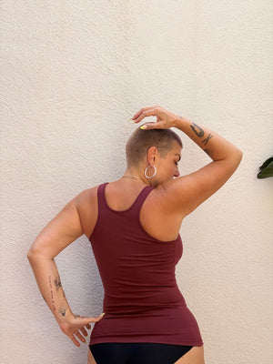 SHINNI NECK CROP TANK 3 PACK in DEEP JEWEL TONES. Tawny Port, Forest Green & Acid Wash