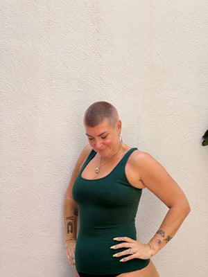 SHINNI NECK CROP TANK 3 PACK in DEEP JEWEL TONES. Tawny Port, Forest Green & Acid Wash
