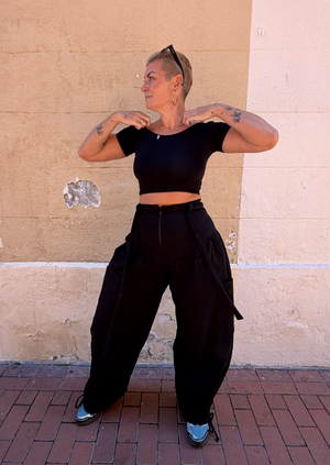 Corset Puff Pants with 4(!) pockets in Black