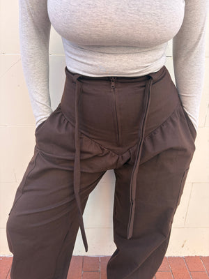 Corset Puff Pants with 4(!) pockets in Cafe