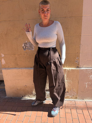 Corset Puff Pants with 4(!) pockets in Cafe