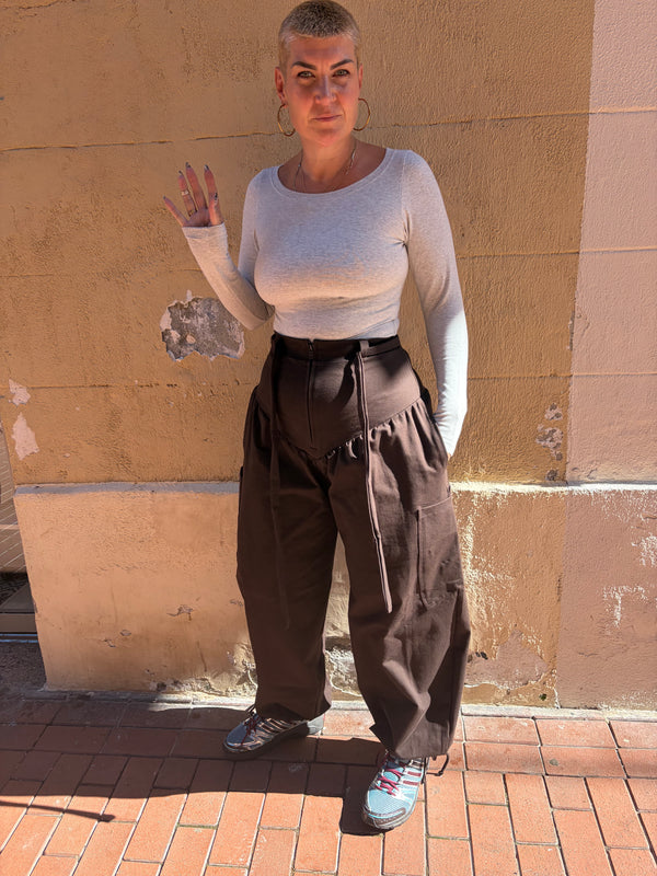 Corset Puff Pants with 4(!) pockets in Cafe