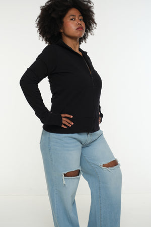 New Zip Jacketin Black and Black rib