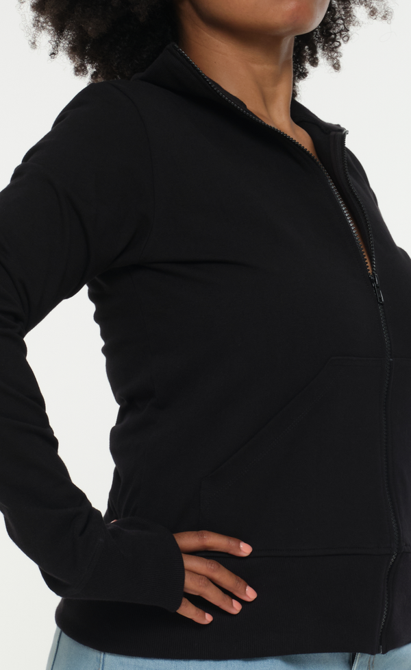 New Zip Jacketin Black and Black rib