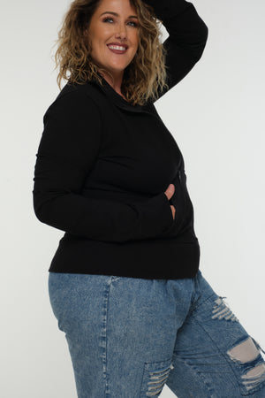 New Zip Jacketin Black and Black rib