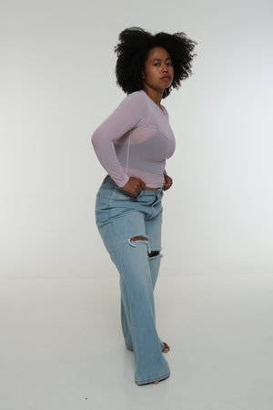 Mesh Top long sleeve in Lavender