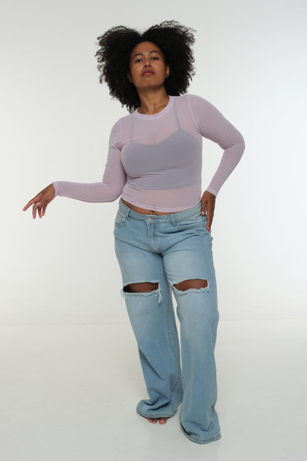 Mesh Top long sleeve in Lavender