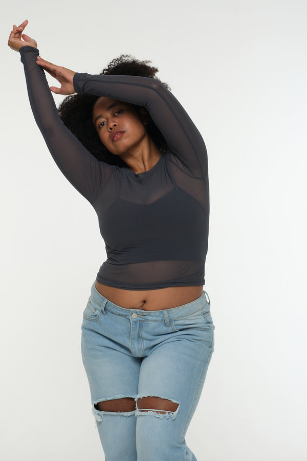 Mesh Top long sleeve in Forest
