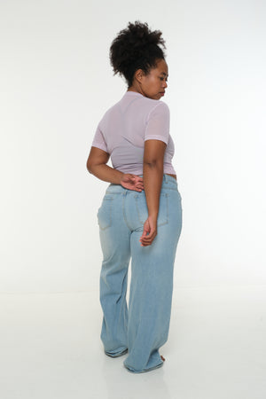 Mesh Top short sleeve in Lavender