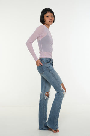 Mesh Top long sleeve in Lavender