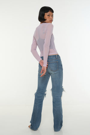 Mesh Top long sleeve in Lavender