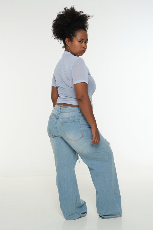 Mesh Top short sleeve in Sky