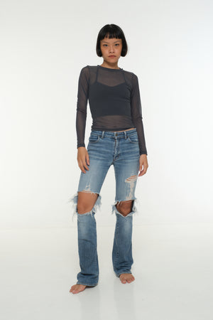 Mesh Top long sleeve in Forest