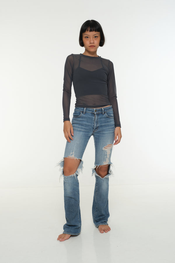 Mesh Top long sleeve in Forest