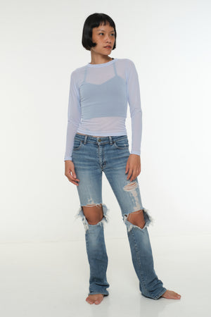 Mesh Top long sleeve in Sky