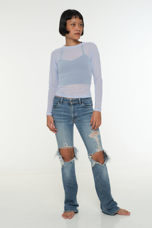 Mesh Top long sleeve in Sky