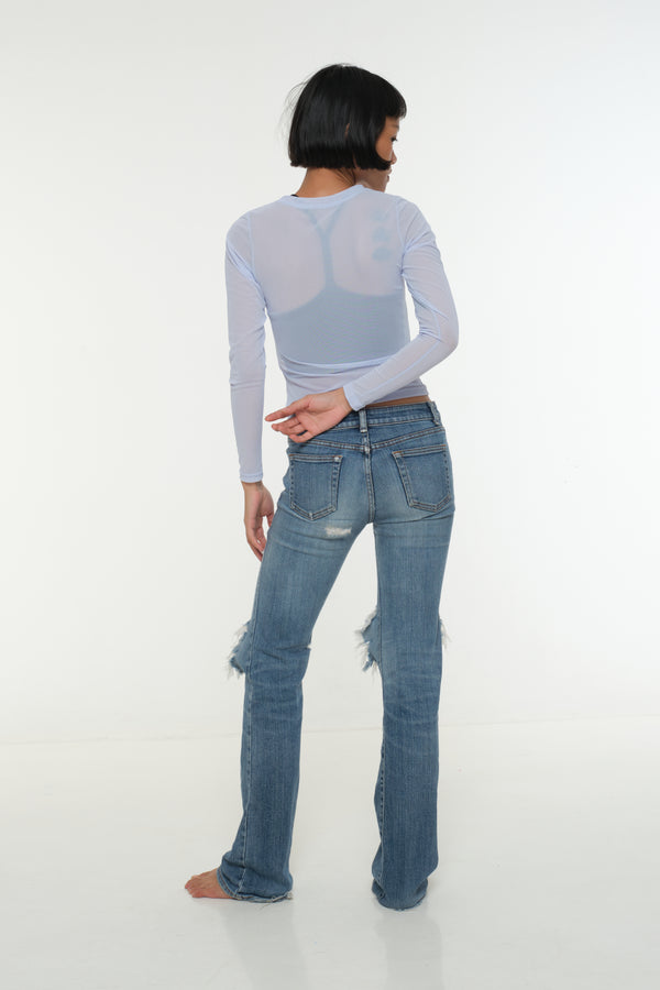 Mesh Top long sleeve in Sky