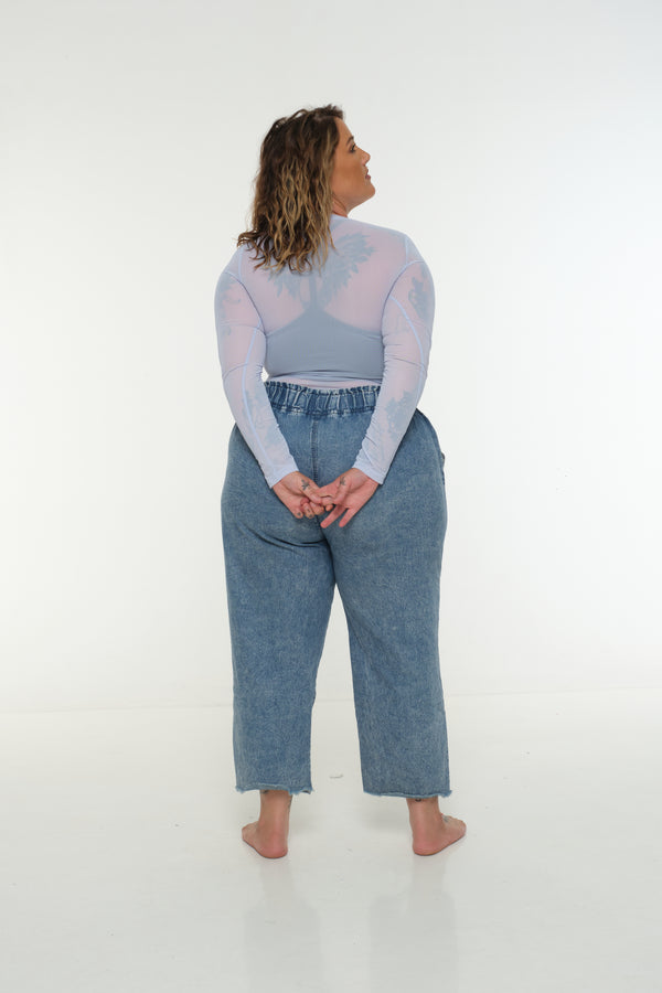 Mesh Top long sleeve in Sky